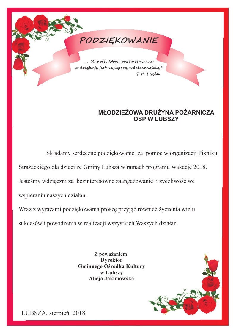 podzikowanie osp